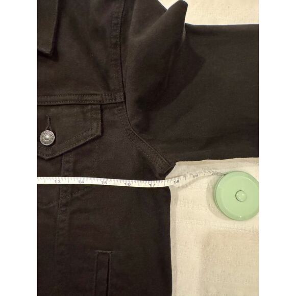 Levi’s Trucker Jacket Women’s Medium Black Denim Y2k 90s Grunge - Picture 10 of 16